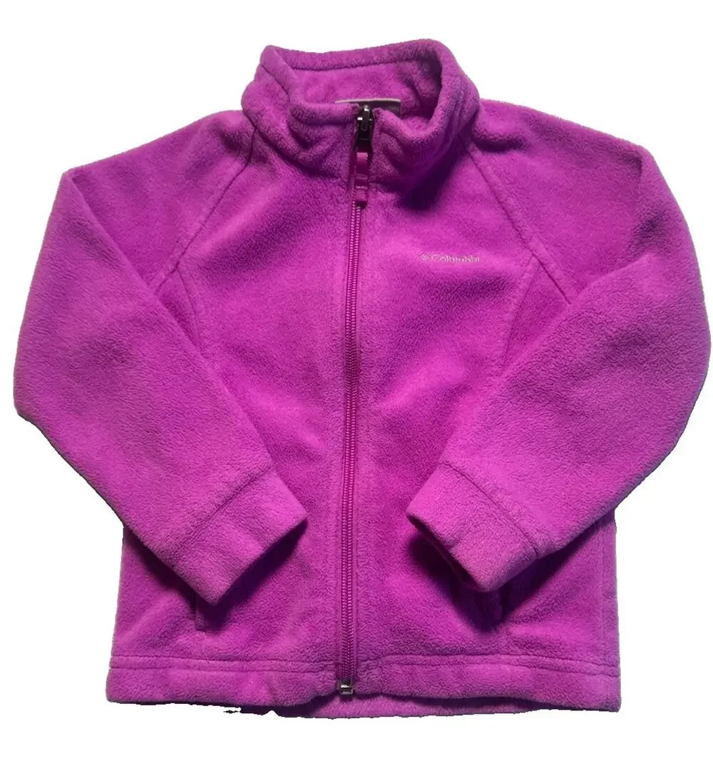 Columbia Girls 3T Pink Fleece Jacket Full Zip Lightweight Soft